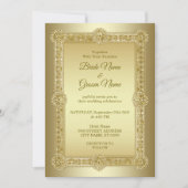 ゴールド装飾の結婚式招待状 招待状 (正面)