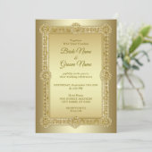 ゴールド装飾の結婚式招待状 招待状 (スタンド正面)