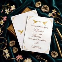 ゴールド装飾の縁取り クラシック結婚式招待状