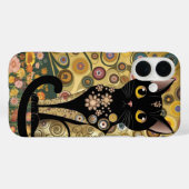 ゴールド装飾 グスタフ・クリムト風 ブラックキャットアート Case-Mate iPhoneケース (裏面 (横))
