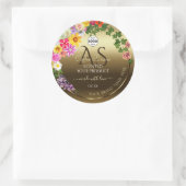 ゴールド製品ラベル カラフルな花のモノグラムロゴ ラウンドシール (バッグ)