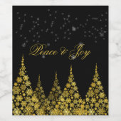 ゴールド雪のエレガントな輝き、クリスマス ワインラベル (シングルラベル)