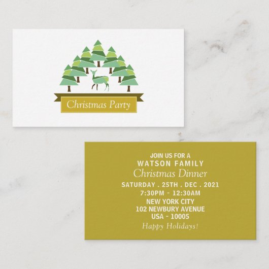 ゴールド鹿の森 クリスマスパーティー チケット招待 エンクロージャーカード (正面/裏面)