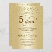 ゴールド5周年祝賀会の招待状 招待状 (正面/裏面)
