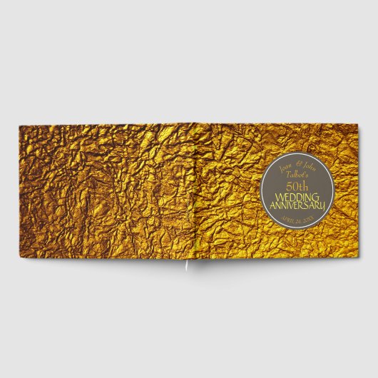 ゴールド50周年ウェディングアニバーサリーカスタムゲストブック ゲストブック (全面)
