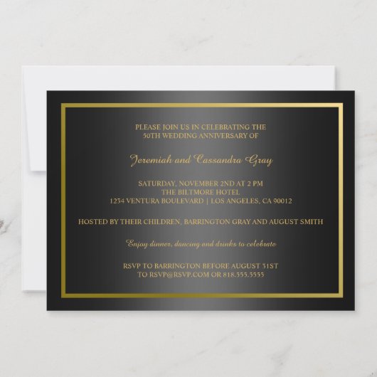 ゴールド50周年結婚式招待状 招待状 (裏面)
