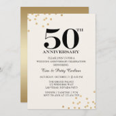 ゴールド50周年結婚記念日パーティーの招待状 招待状 (正面/裏面)