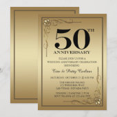 ゴールド50周年結婚記念日パーティーの招待状 招待状 (正面/裏面)
