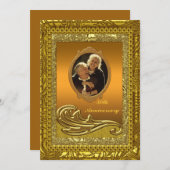 ゴールド50周年結婚記念日パーティー招待状 招待状 (正面/裏面)