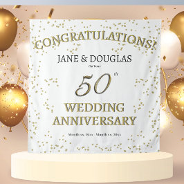 ゴールド50周年結婚記念日パーティー タペストリー