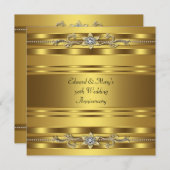 ゴールド50周年結婚記念日パーティー 招待状 (正面/裏面)