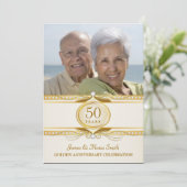 ゴールド50周年結婚記念日写真招待状 招待状 (スタンド正面)