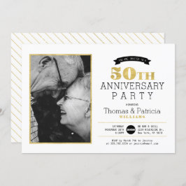 ゴールド50周年結婚記念日写真招待状 招待状