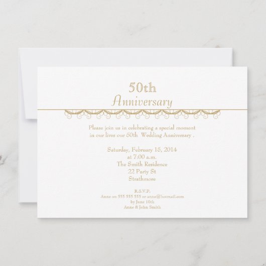 ゴールド50周年結婚記念日招待状 招待状 (裏面)