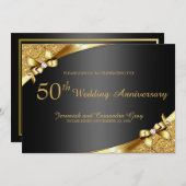 ゴールド50周年結婚記念日招待状 招待状 (正面/裏面)