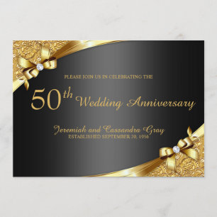 ゴールド50周年結婚記念日招待状 招待状