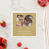 ゴールド50周年結婚記念日2枚の写真 スタンダードカクテルナプキン (インサイチュ)