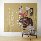 ゴールド50周年結婚記念日2枚写真背景 タペストリー (インサイチュ(横))