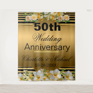 ゴールド50周年結婚記念日 タペストリー