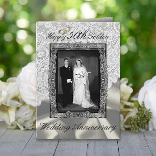 ゴールド50周年結婚記念日 モダン カード