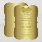 ゴールド50周年結婚記念日 私たちはいまだに愛してる 招待状 (正面/裏面)