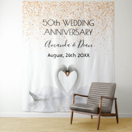 ゴールド50周年 白いスワンが愛に満ちて タペストリー