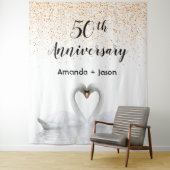 ゴールド50周年 白いスワンカップルが愛に満ちて タペストリー (インサイチュ)