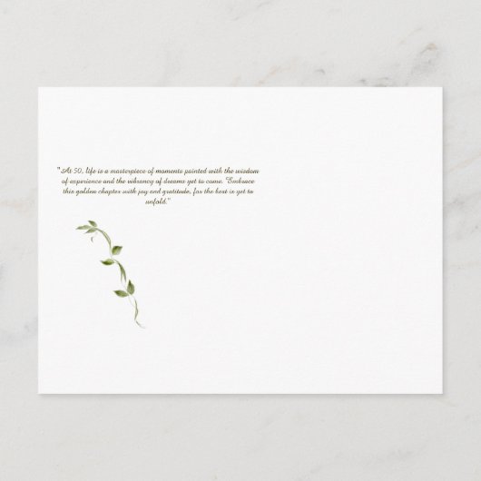 ゴールド50歳の誕生日招待状のポストカード インビテーションポストカード (裏面)