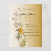 ゴールド50歳の誕生日招待状のポストカード インビテーションポストカード (正面)