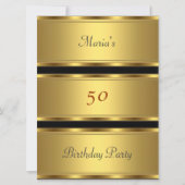 ゴールド50歳誕生日パーティー ゴールド ブラック 招待状 (正面)
