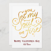 ゴールド あなたは私の魂に火をつけた バレンタイン アニバーサリー シーズンカード (正面/裏面)
