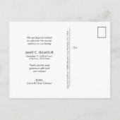 ゴールド　ありがとう　スクリプト　写真　出生発表 案内ポストカード (裏面)