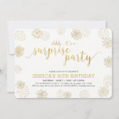 ゴールド | おしゃれなモダンサプライズ 50歳の誕生日パーティー 招待状 (正面)