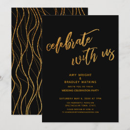 ゴールド お祝いしよう ブラック ウェディング レセプション 招待状