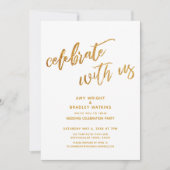 ゴールド お祝いに参加しよう ホワイト ウェディング レセプション 招待状 (正面)