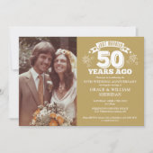 ゴールド ちょうど結婚50周年 結婚式写真 招待状 (正面)