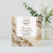 *~*ゴールド アイボリー ゴールド 瑪瑙 RSVP AR66 QR ウェディング 招待状 (スタンド正面)