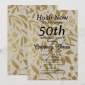 ゴールド アイボリー ボタニカル 50歳の誕生日 2.0 招待状 (正面/裏面)