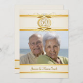 ゴールド＆アイボリー 50周年パーティー招待状 招待状 (正面/裏面)