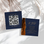 ゴールド+アゲート+ネイビーの結婚式QRコードRSVP エンクロージャーカード