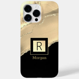 ゴールド・アゲート 名前 モノグラム 黒と金のボックス Case-Mate iPhone 14 PRO MAXケース