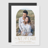 ゴールド |アシンプルモダンルチ写真の日付を保存 マグネット招待状 (正面/裏面)