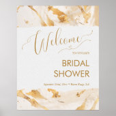 ゴールド アブストラクト ラグジュアリー ブライダル シャワー ウェルカム ポスター (正面)