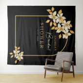 ゴールド アーチ & 秋の花 背景 ウェディングシャワー タペストリー (インサイチュ(横))