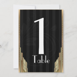ゴールド アートデコ ストライプ テーブル ナンバー 招待状