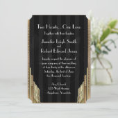 ゴールド アートデコ ストライプ 結婚式招待状 招待状 (スタンド正面)