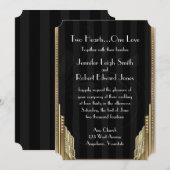 ゴールド アートデコ ストライプ 結婚式招待状 招待状 (正面/裏面)