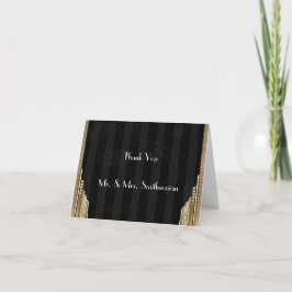 ゴールド アートデコ ストライプ 結婚式 お礼 サンキューカード