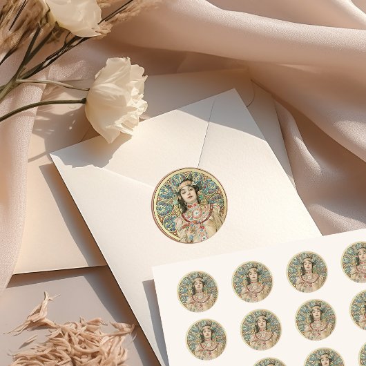 ゴールド アールヌーボー ムーシャ サラ・ベルンハルト シャンパン ラウンドシール