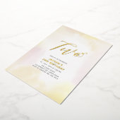 ゴールド＆イエローハートの2歳誕生日パーティー 箔招待状 (回転した状態)